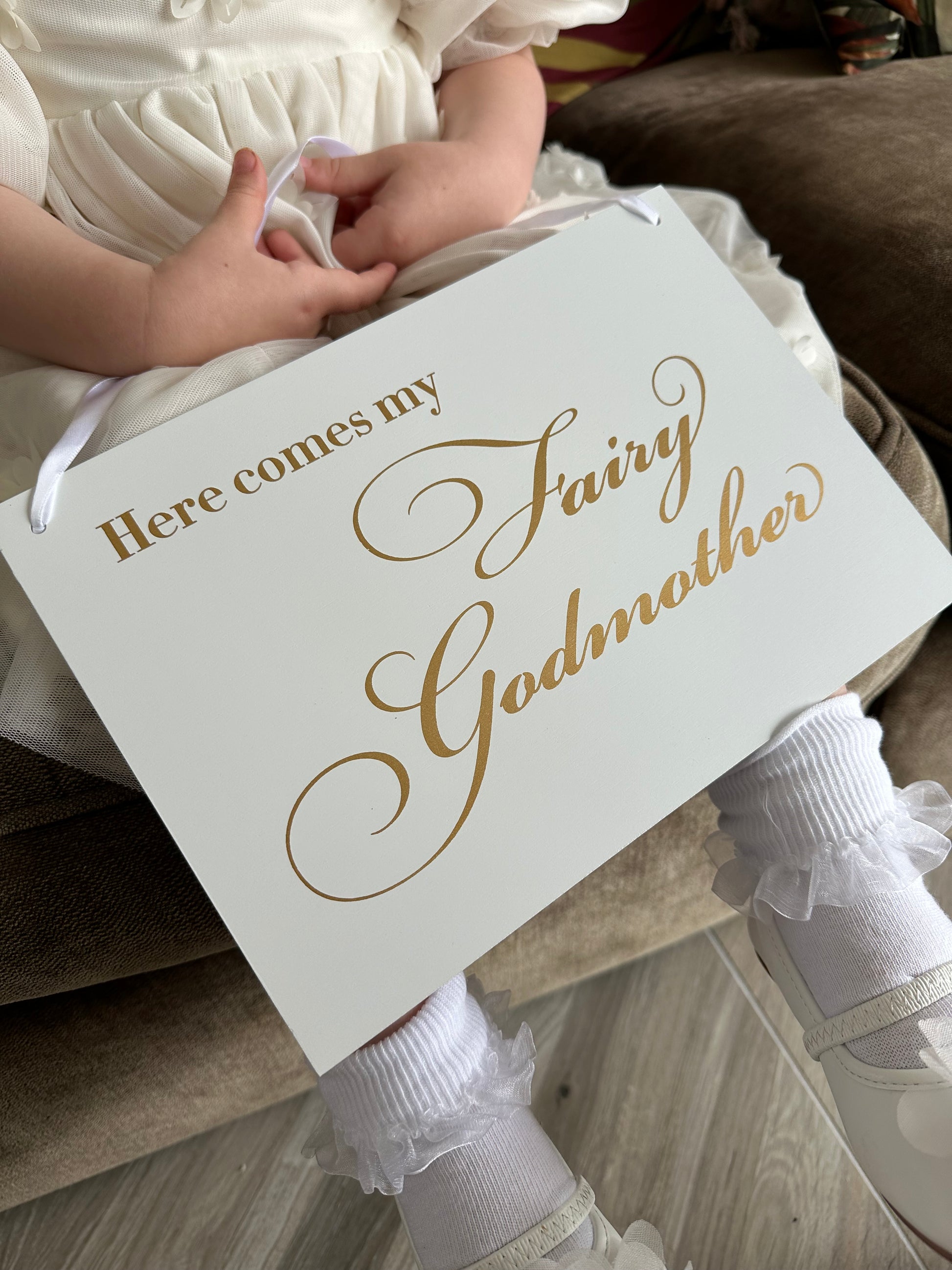 here comes my fairy godmother wedding sign 