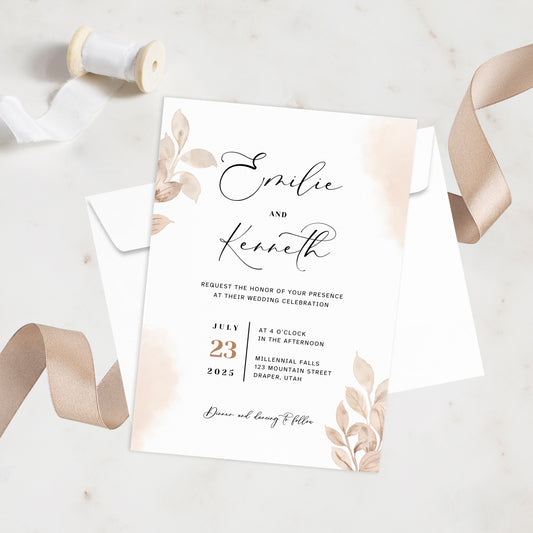 Laurel Dusty Pink Wedding Invite