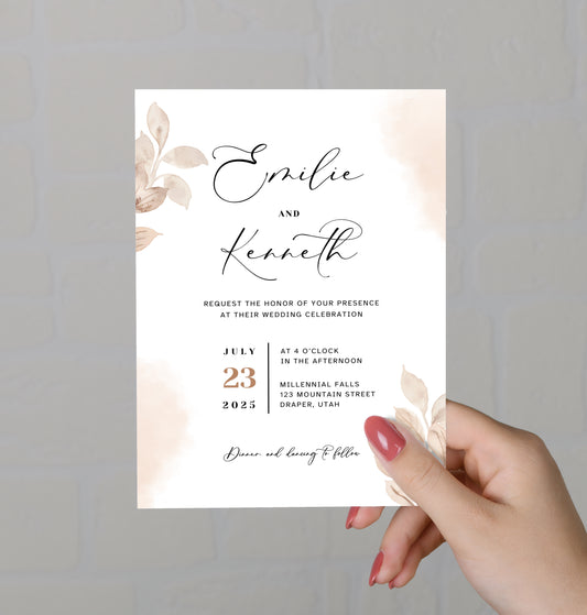 Laurel Dusty Pink Wedding Invite